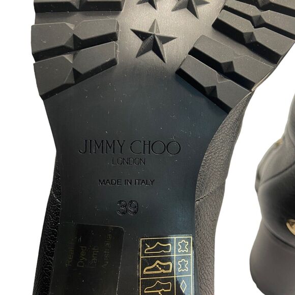 Jimmy Choo Hillary 65 Leather Heeled Shearling Ankle Boots Size 39 US 9 - Picture 9 of 12